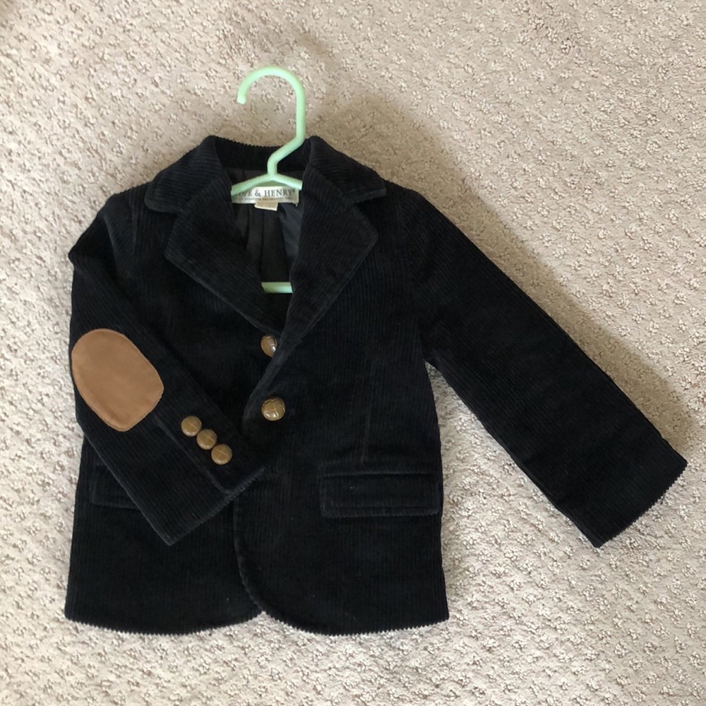Courduroy jacket with elbow patches size 12-18mo Black. Never washed-worn twice